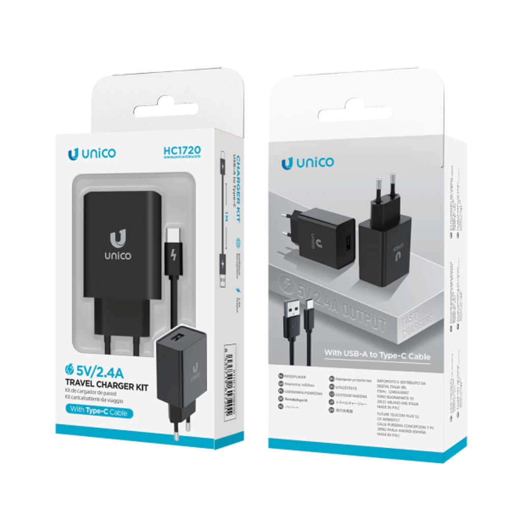 2.4A USB-laadija koos Type-C ja USB kaabliga