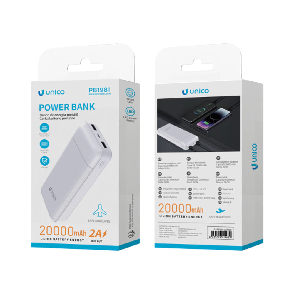 Akupank 20000mAh - Kahe USB pordiga, Type-C