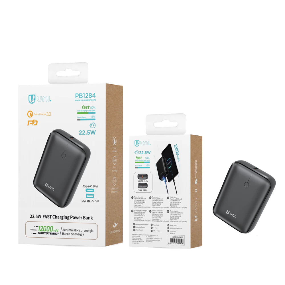 Akupank 12000mAh - Kahe USB pordiga, Type-C