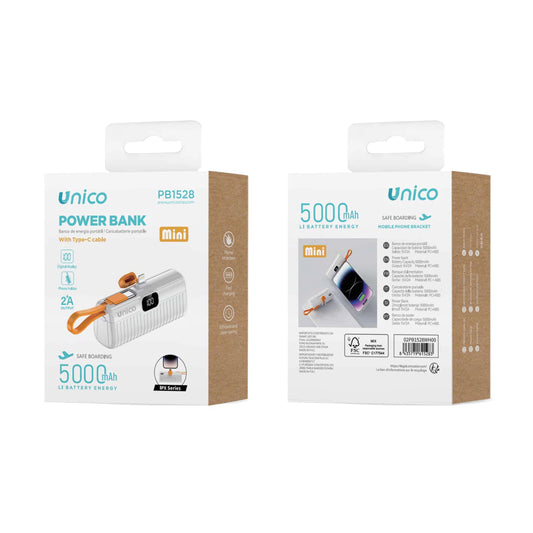 Mini akupank 5000mAh - Sisseehitatud taskulambiga, Type-C