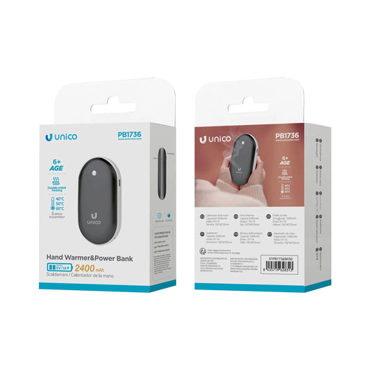Kahepoolne 2400mAh kätesoojendaja - Must