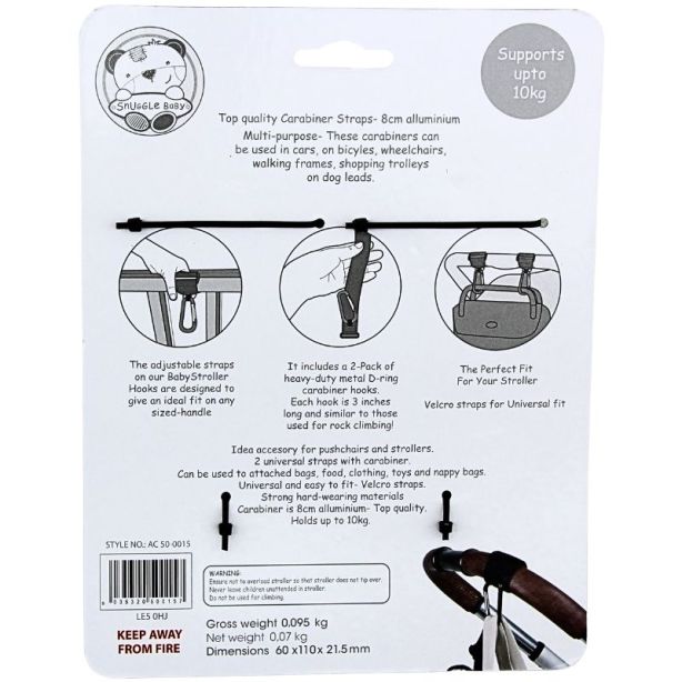 Snuggle Baby karabiinrihma konksud (2 komplekti)