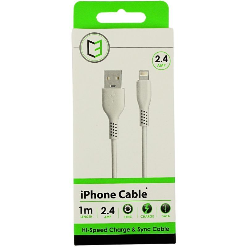 Valge C3 1m andmelaadimis iPhone kaabel