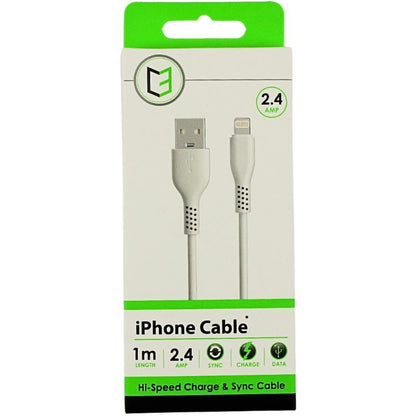 Valge C3 1m andmelaadimis iPhone kaabel