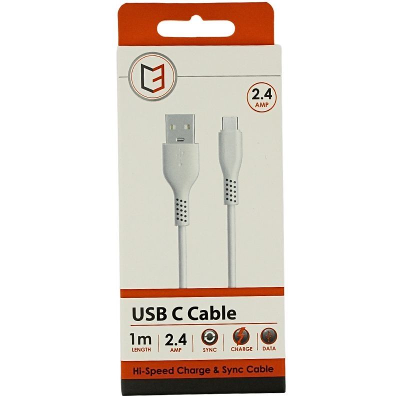 Valge C3 1m andmelaadimis USB C-kaabel