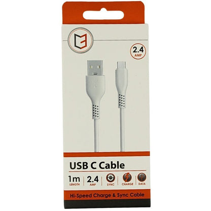 Valge C3 1m andmelaadimis USB C-kaabel